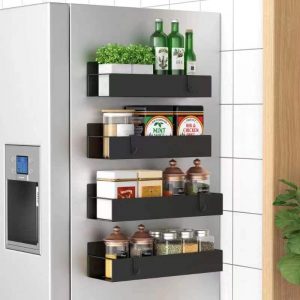 4-Pack Magnetic Spice Rack Organizer – Black