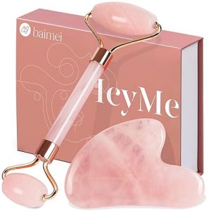 BAIMEI IcyMe Jade Roller & Gua Sha Set – Rose Quartz (Pink)