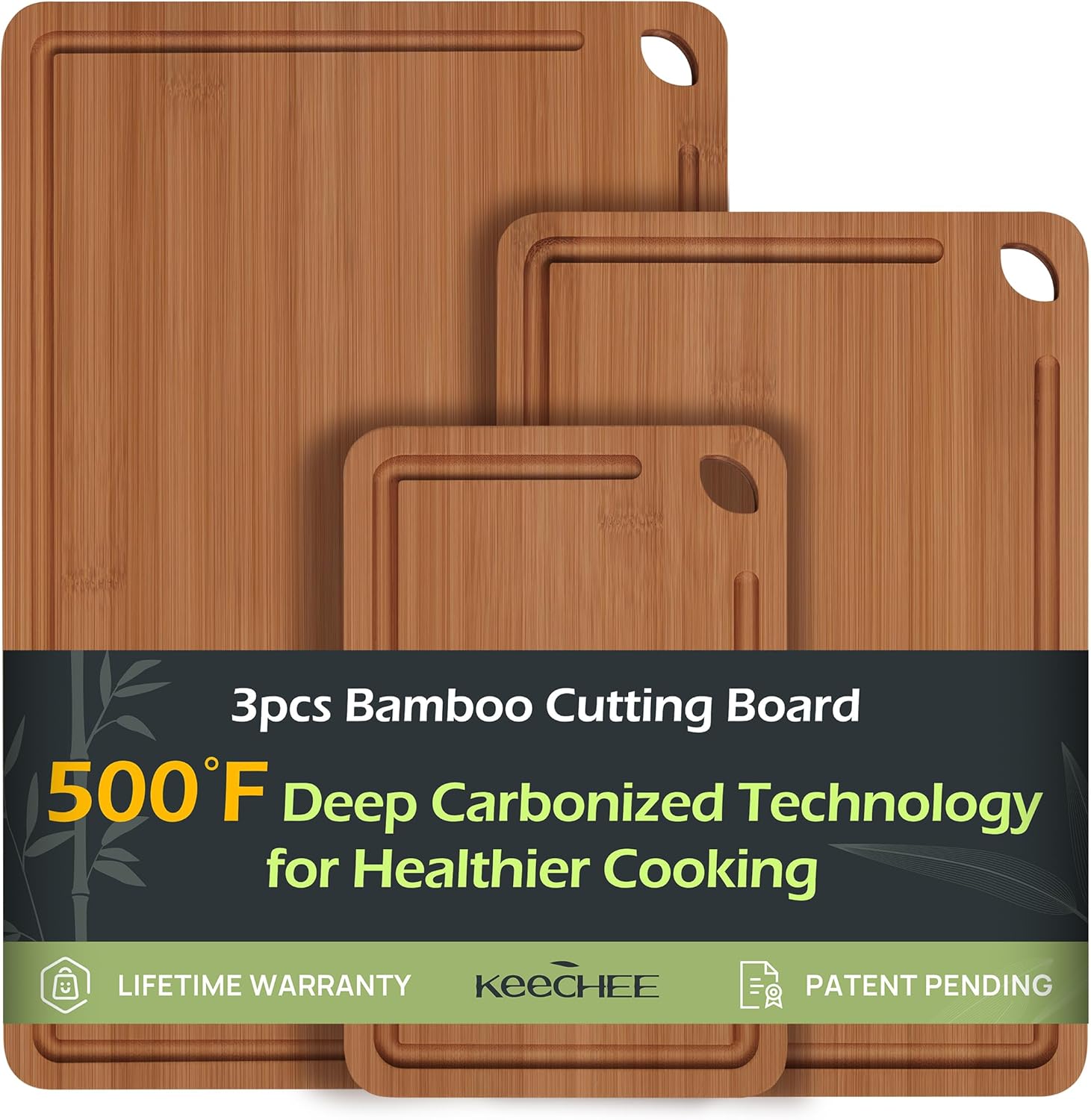 Bamboo Cutting Board with Juice Grooves